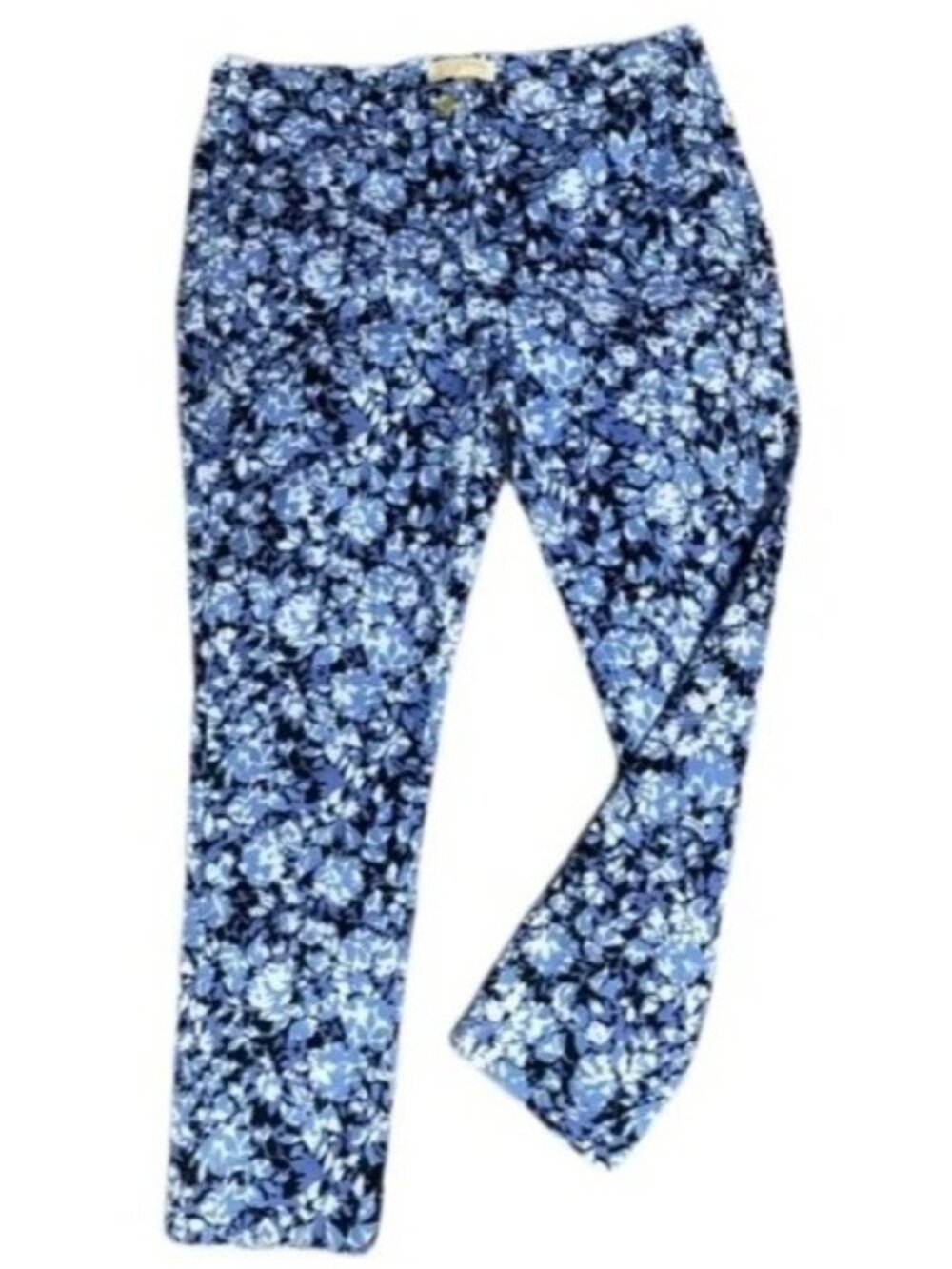 Michael Kors Blue & Cream Floral Capri Pants size 2 inseam 28 length 40